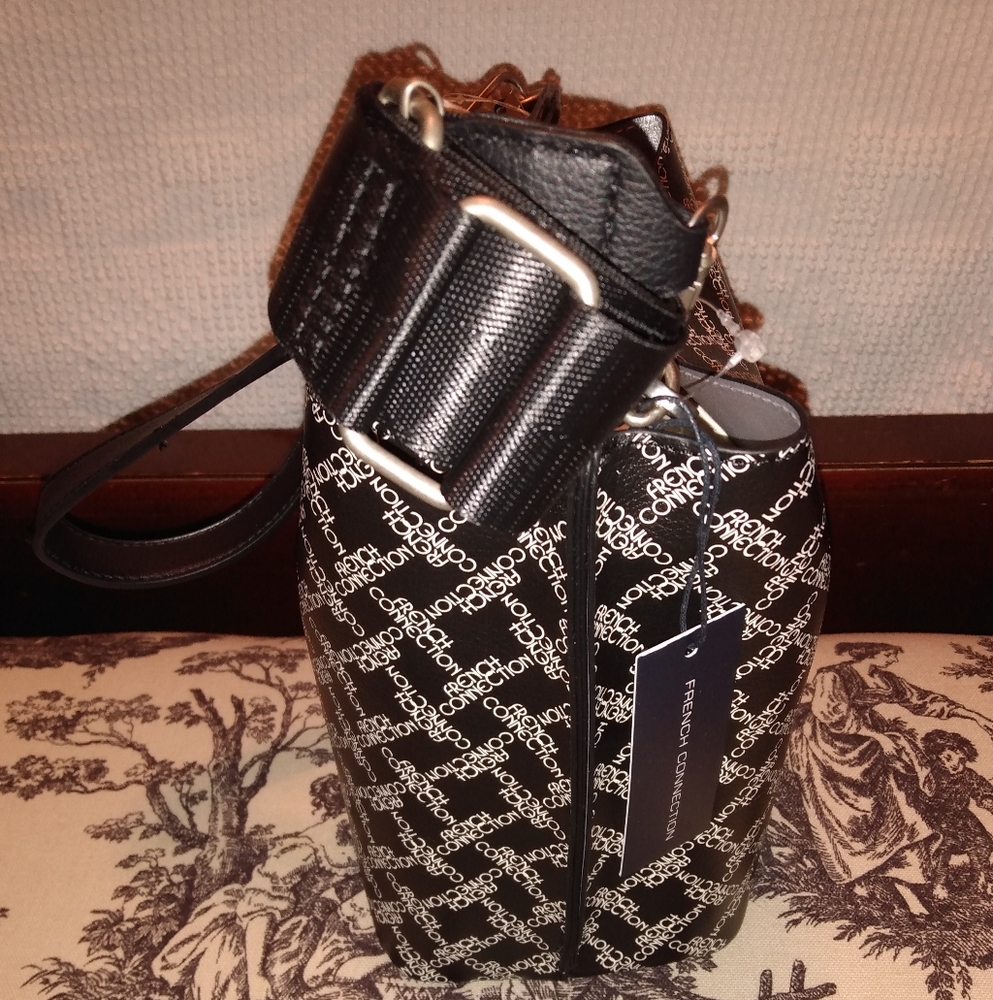 French Connection Adiana Monogram bucket shoulder bag camilla studs wall… - Picture 7 of 16